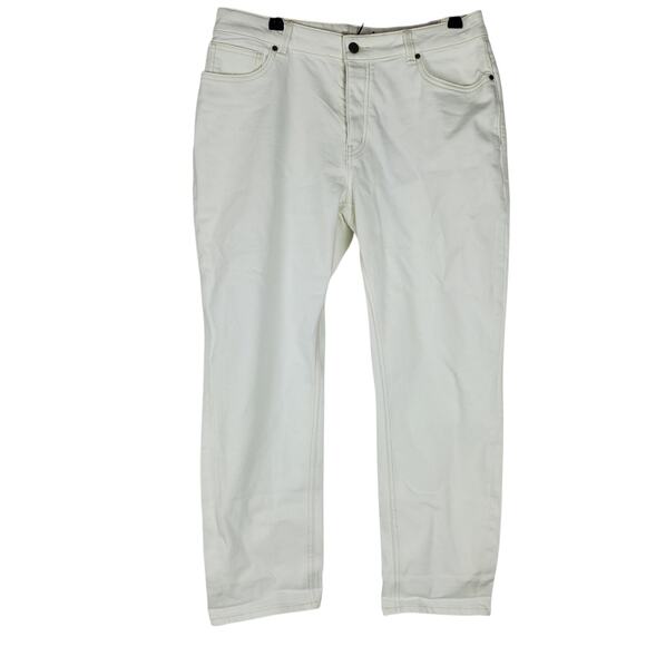 NEW PRANA Buxton Jeans White Boyfriend Jeans Button Fly Sz 12/31 Organic Cotton - Picture 2 of 14